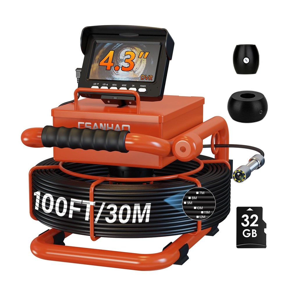 Sewer Camera 100FT/30M Borescopes Plumbing Snake Pipe Inspection Camera DVR &...