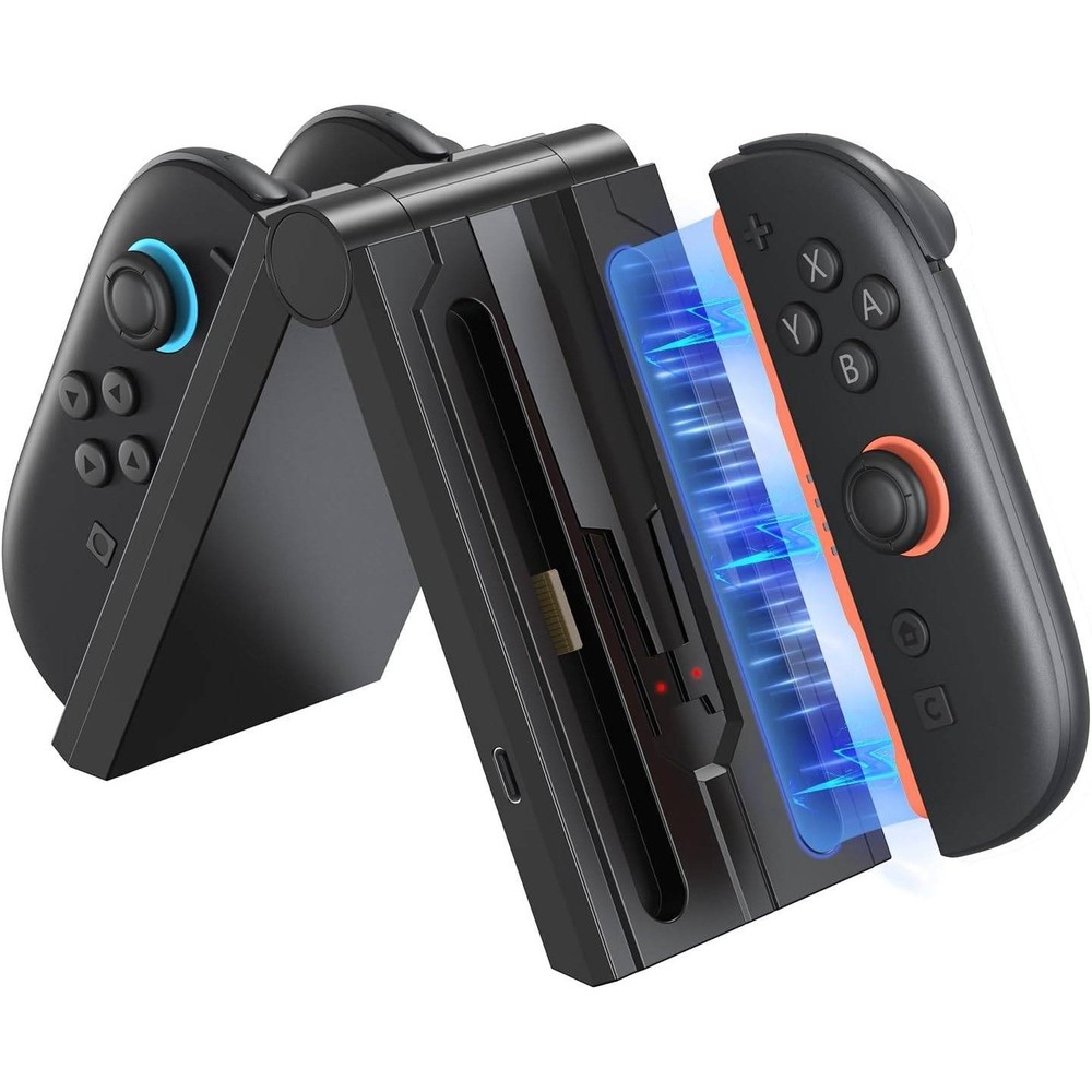 Switch 2 Joy-Con Charging Dock 4-in-1 Foldable Controller Charger Station Black