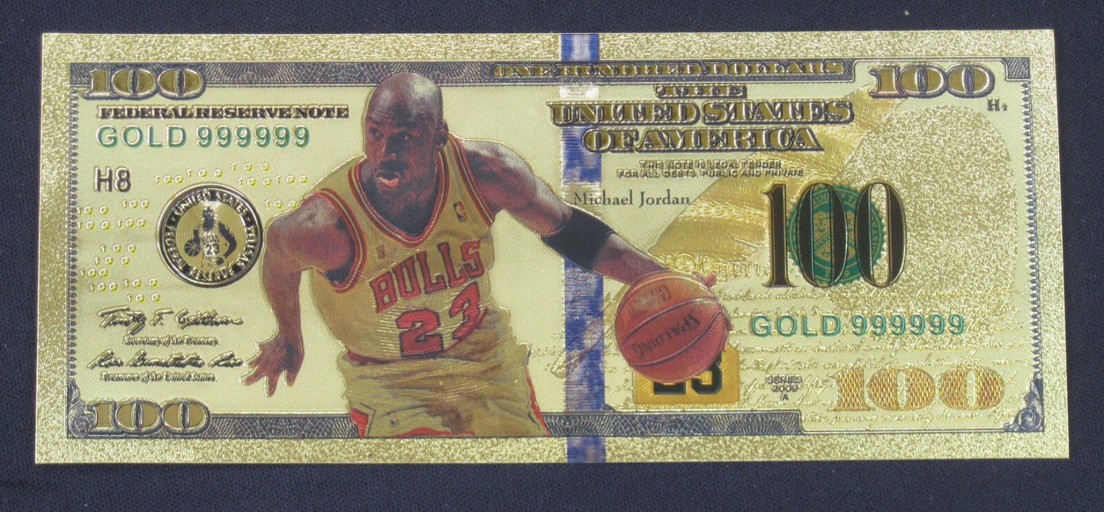 MJ-The GOAT-MVP-HOF-Chicago Bulls-Set of 4 GOLD BILLS! FREE SHIP & CERTIFICATE!