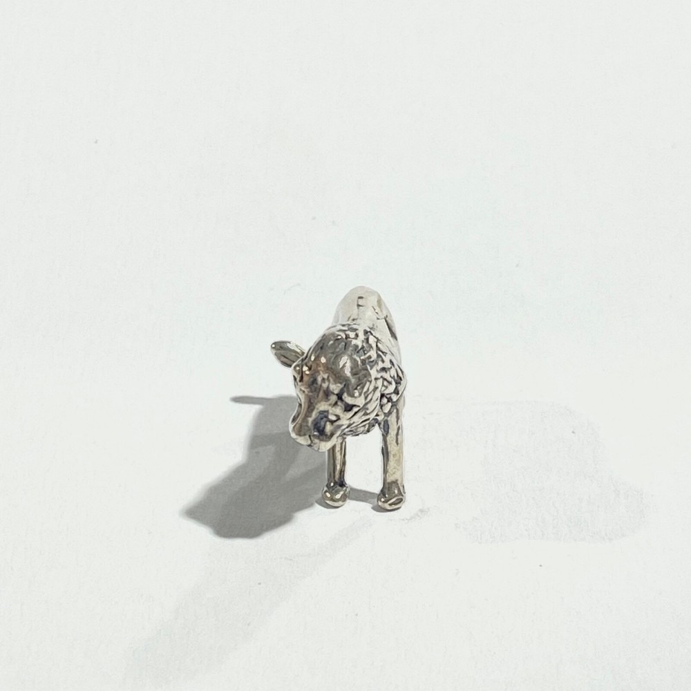 vintage solid silver lion micro miniature , hallmarked italian figurine