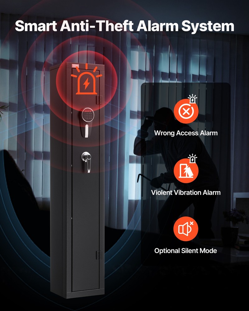 VEVOR Gun Safe with Digital Keypad & Key Adjustable Racks LED Lighting Black