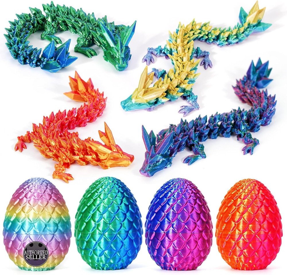 TBOLINE 4PCS 3D Printed Dragon Egg, Easter Basket Small, 4-piece Set-c