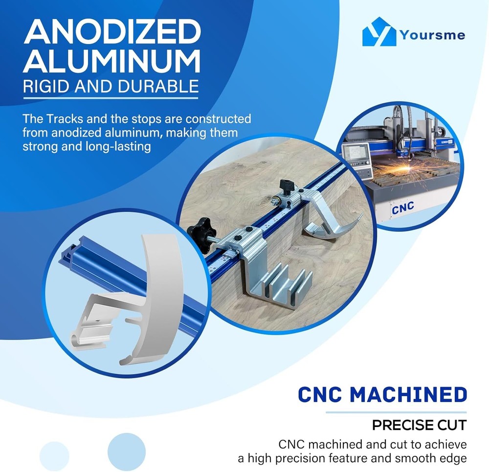 KMS8000 Aluminum Precision Trak and Stop Kit For Precise Repeatable Cutting Wood
