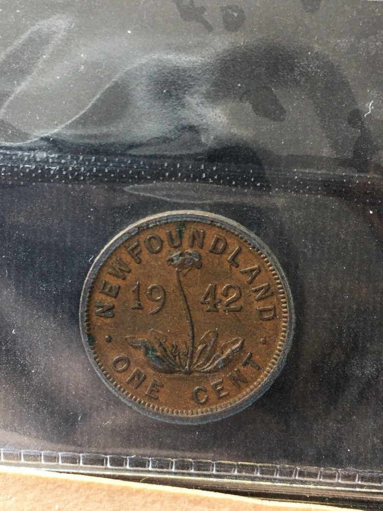 1942 Coin Mart Graded, Newfoundland Small One Cent,**EF-45**