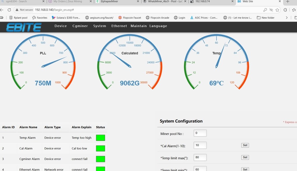 BITCOIN Miner Crypto Ebang Ebit E9 + 9THs