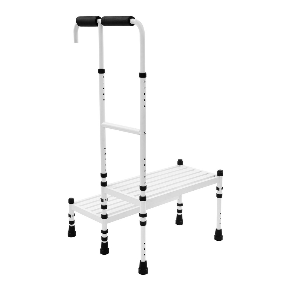 Double Step Stool With Adjustable Handle, Anti Slide Step Gap 21 Inches Long