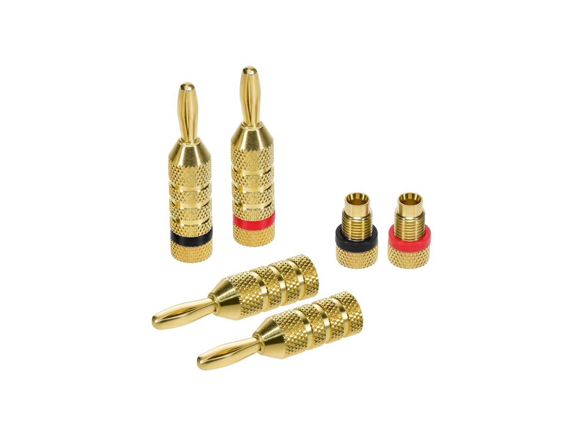 Monoprice High-Quality Gold Plated Speaker Banana Plugs - 5 Pairs - Closed Screw