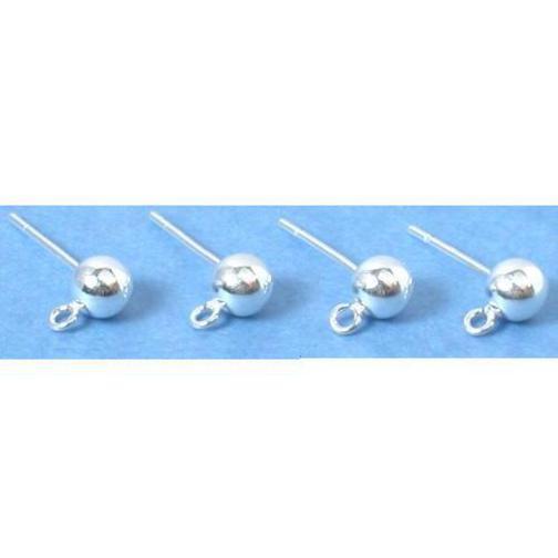 4 Sterling Silver Ball Stud Earrings 5mm