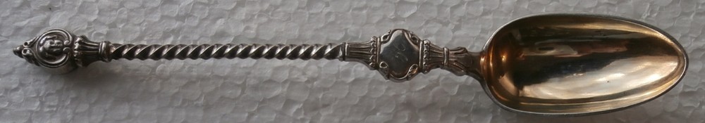 1- Danish TWIST HANDLE Gold Washed FIGURAL SPOON  Assay Master: S. GROTH  (A)