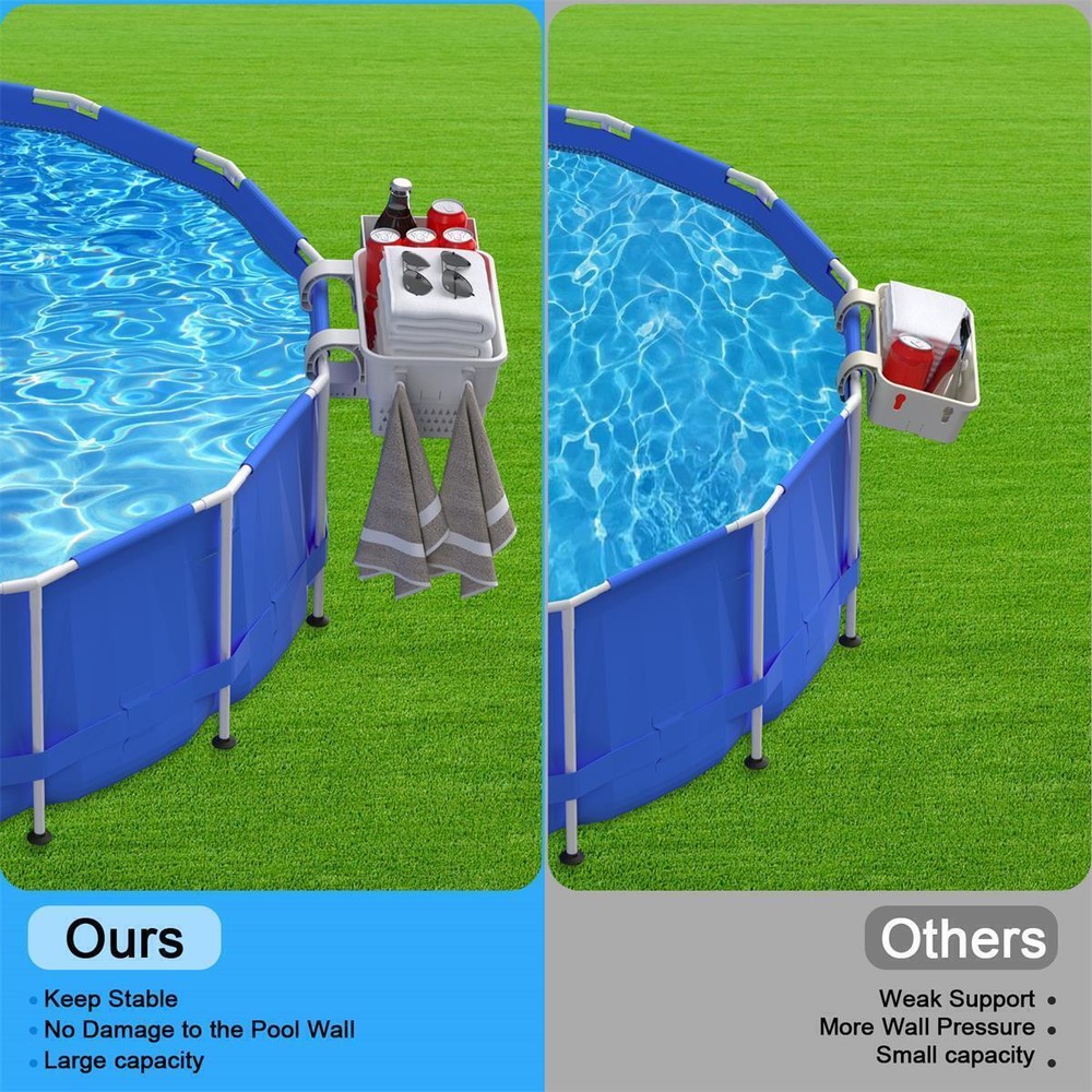 Hanging Cup Holder Organizer Swimming Poolside Storage Basket 2 PACK Universal