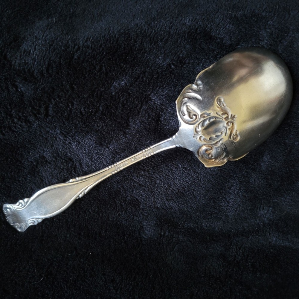 Antique Wm A Rogers A1 Silverplated Berry Spoon - Warwick Pattern, Monogrammed