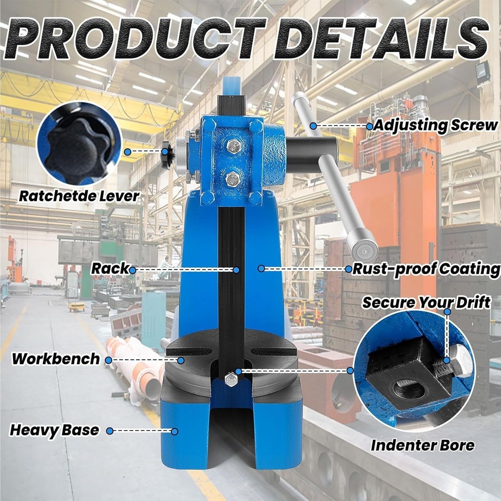 2 Ton Manual Arbor Press 8.5" Max Height Ratchet Leverage Manual Arbor Press