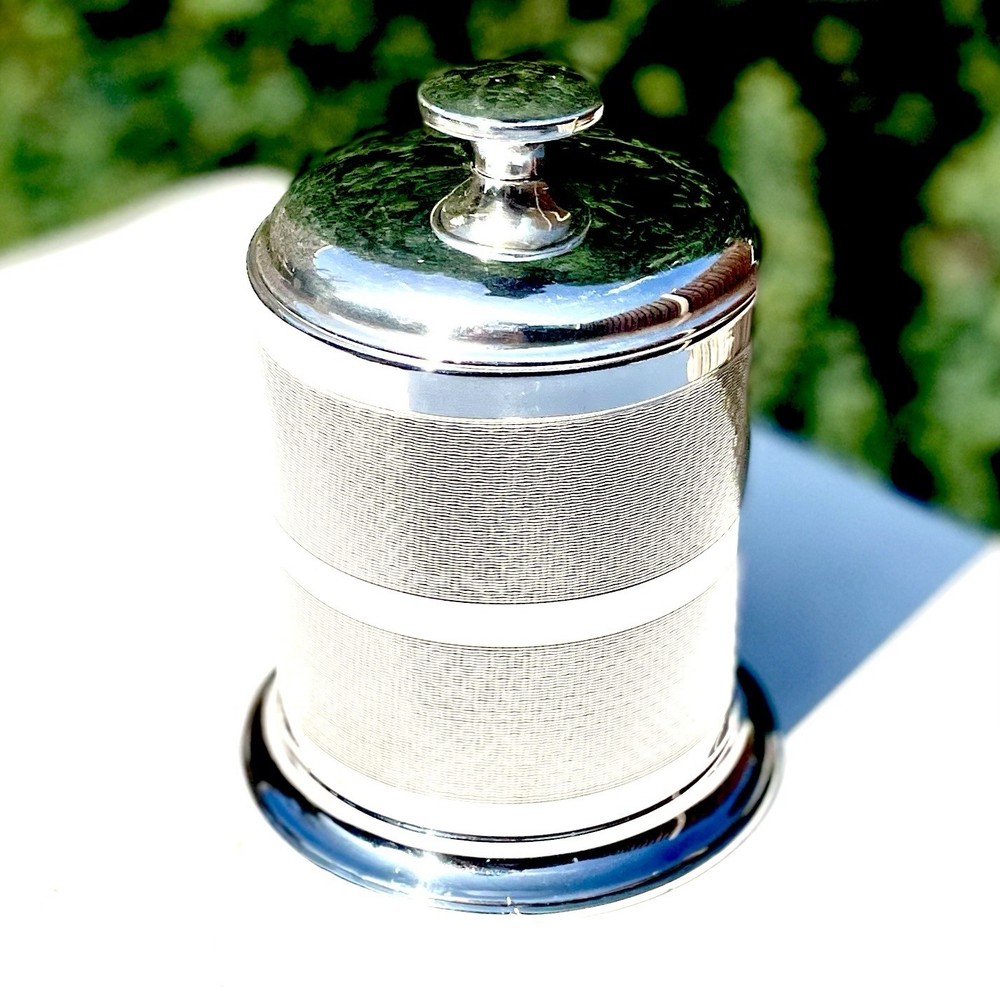 Solid Sterling Silver Hallmarked Engine Turned Bakelite Cigarette Dispenser