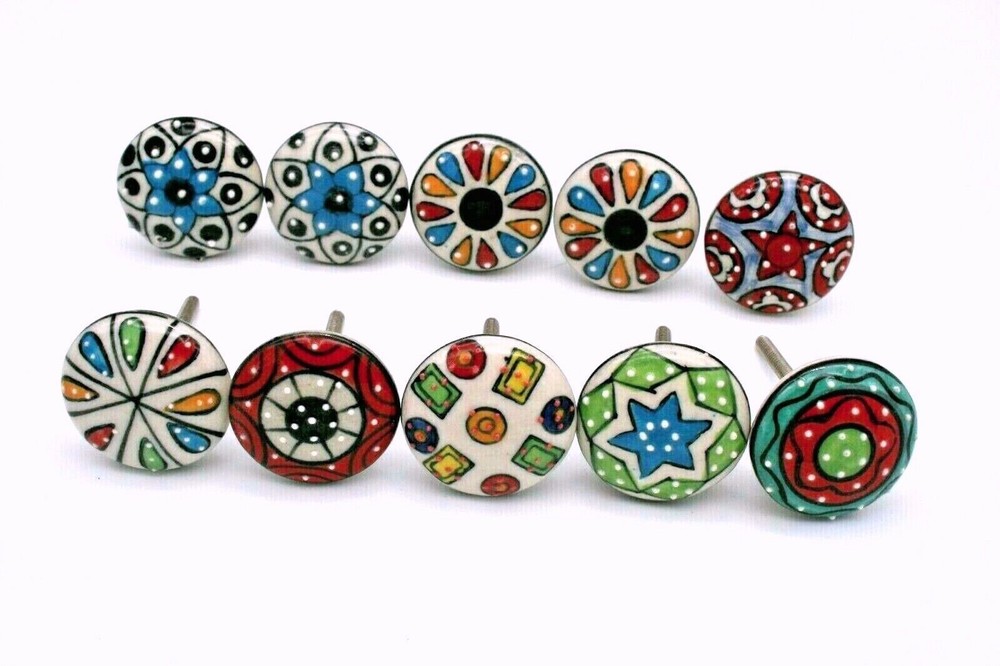 30 Pc Indian Boho Handmade ceramic door Knobs Cabinet Drawer Handle