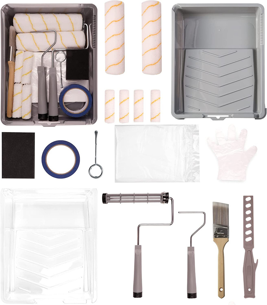 17pcs Paint Roller Kit - Paint Rollers 9"4", Paint Roller Frame，Paint Trays etc.