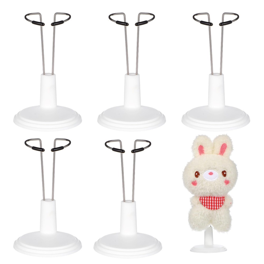 6pcs Small Doll Stand, Adjustable Figure Stands Display with Expandable white
