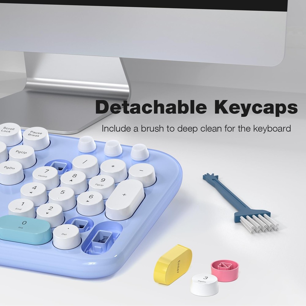 Wireless Keyboard and Mouse, Full Size Typewriter Keyboard and Cute Cat Shape...