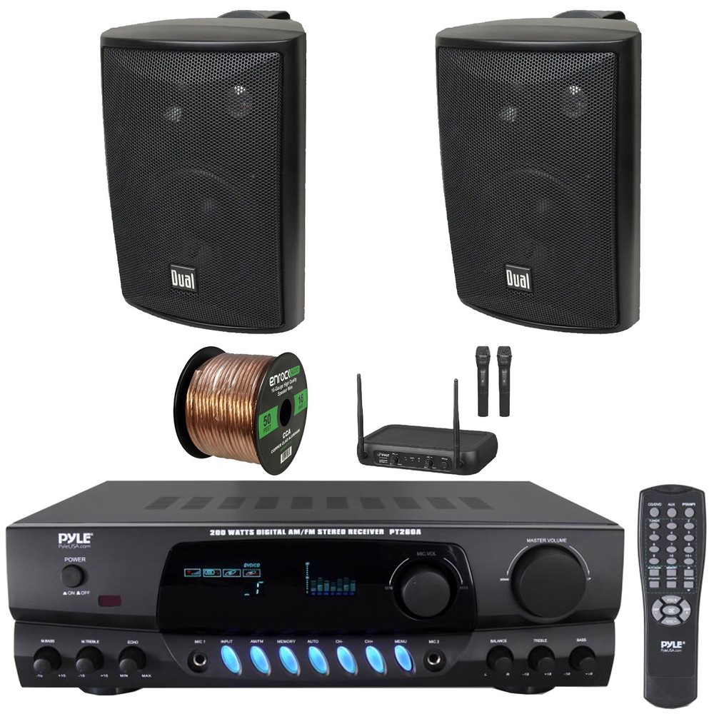 Pyle PT260A Digital Display Screen Receiver, 2x 4" 200W Speakers, Mic System