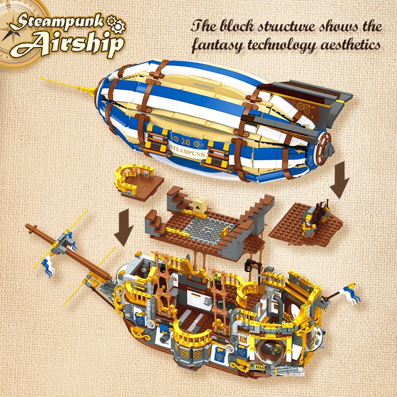 Steampunk airship Building Block Set