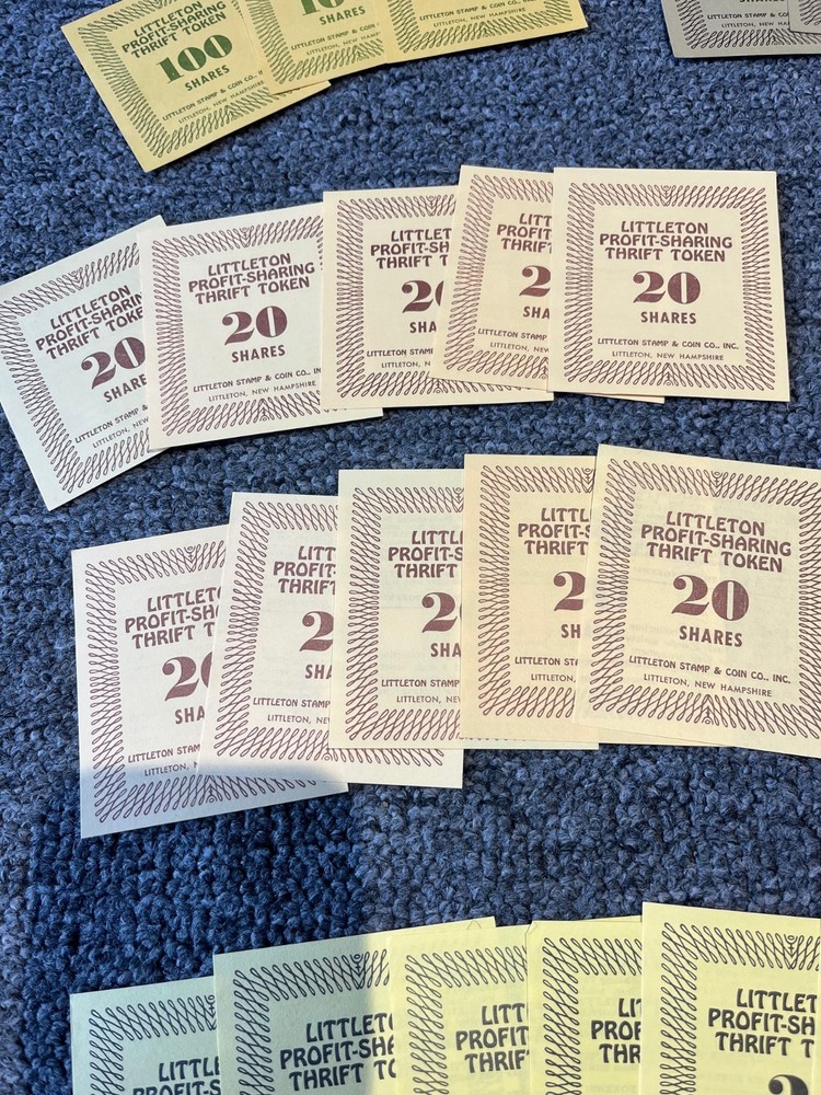 LOT VINTAGE LITTLETON PROFIT SHARING THRIFT TOKENS 951 SHARES (47 TOKENS)