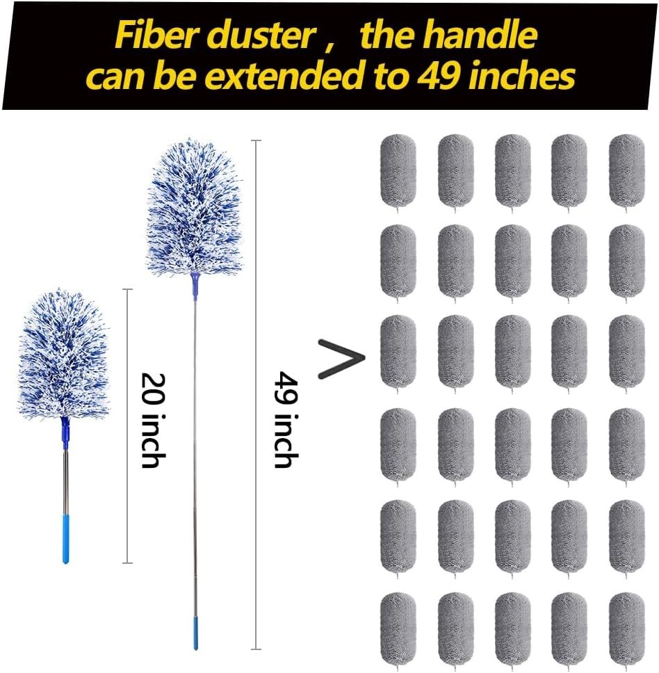 Ultra-Soft Extendable Feather Duster with Washable Heads for Delicate Surfaces