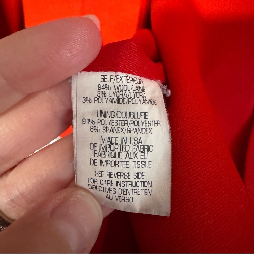 Theory wool blazer red one button closure pockets jacket SIZE 0