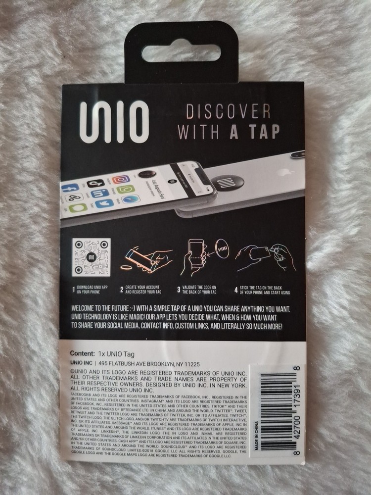 UNIO Link App NFC Wireless Transfer RFID iPhone Android Smartphone Tag (NEW)