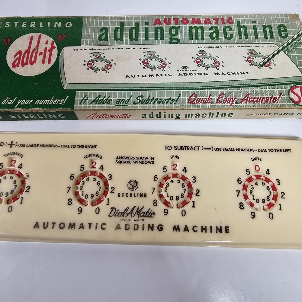 Vintage STERLING Automatic Adding Machine Dial-a-Matic w/ Box