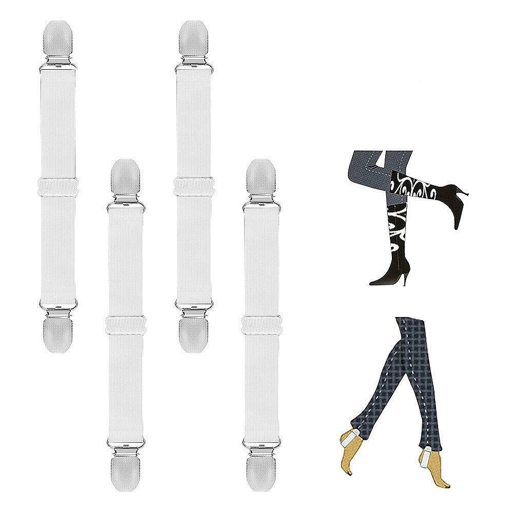 4 Pack Adjustable Elastic Boot Straps Pant Clips Stirrups Leg Straps