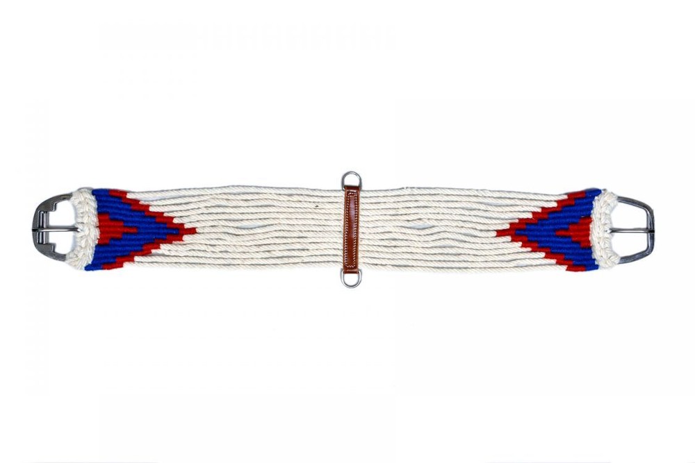 Showman White Mohair String Girth w/ Southwest Design