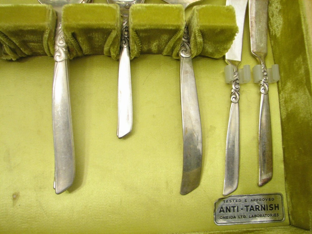 South Seas Silverplate Dinner Set & Chest Oneida Community Flatware 53 pc Lot