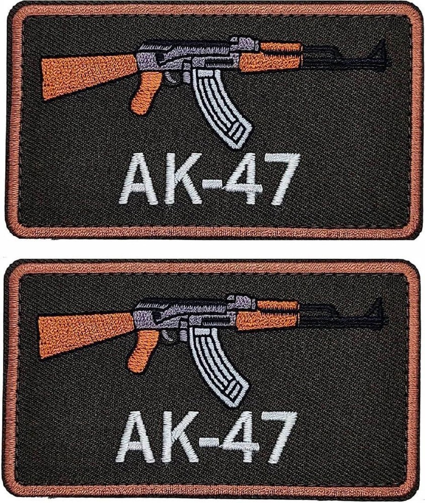 AK-47 Firearms Gun Embroidered Morale PATCH  | 2PC - Hook Backing 3.5"x 2"