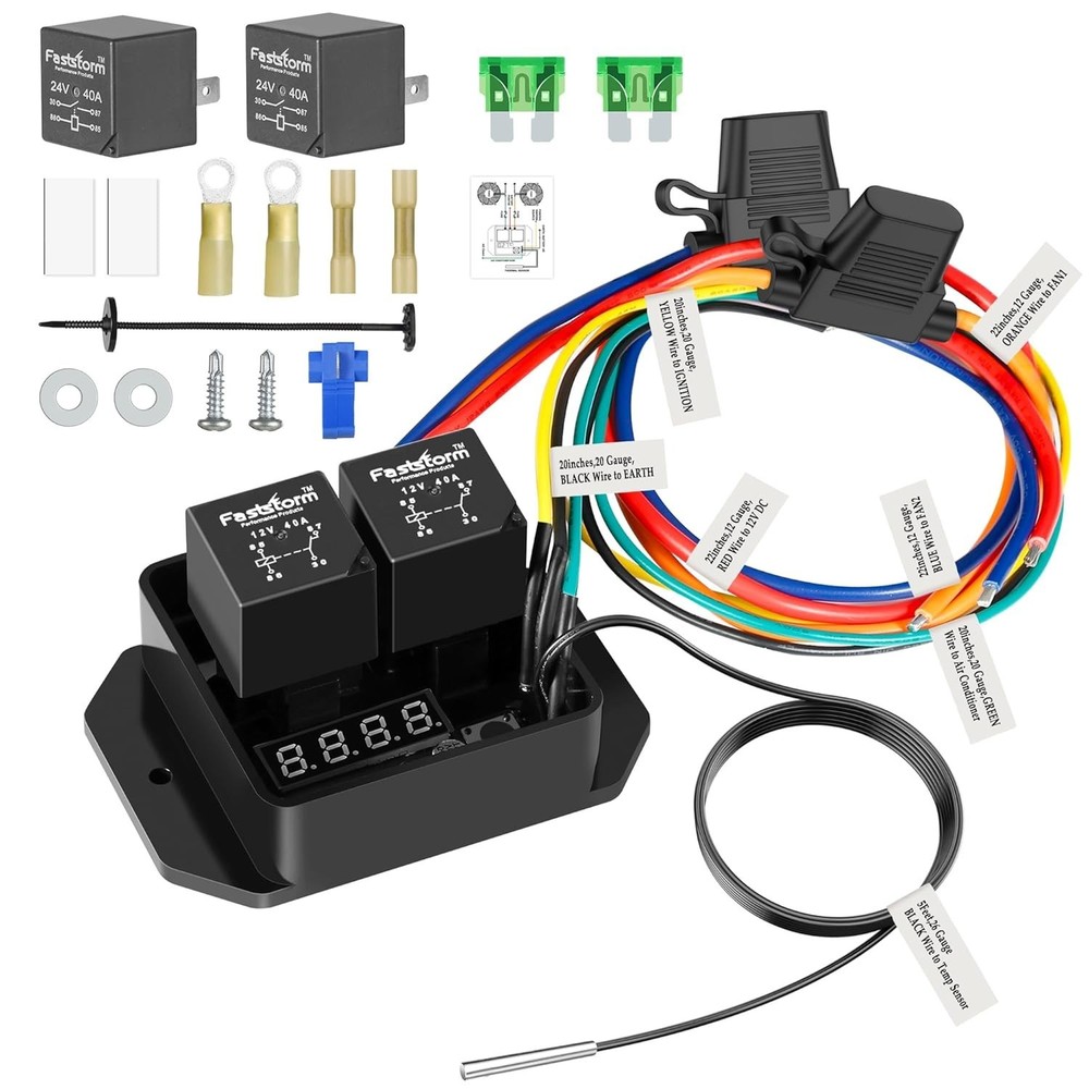 Dual Electric Fan Switch Kit 12V/24V
