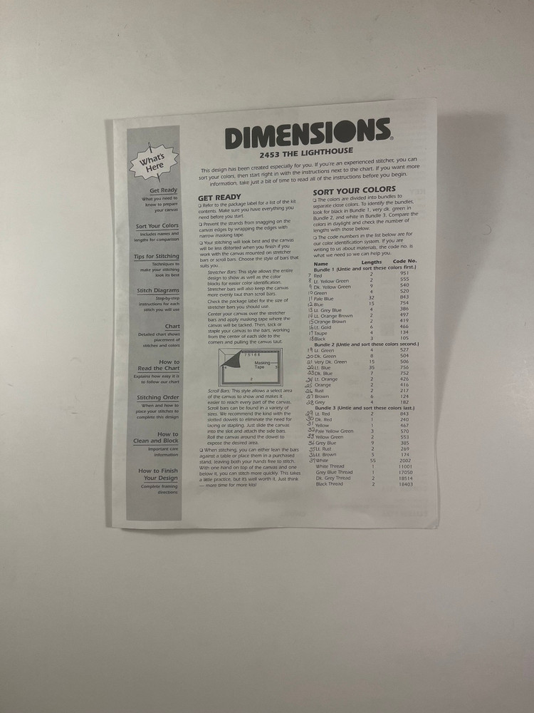 Dimensions Needlepoint Kit #2453 "The Lighthouse" - Started