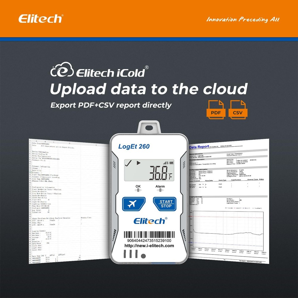 4G Reusable Real-time Temperature Humidity Data Logger Light/Shock/GPS, Built...