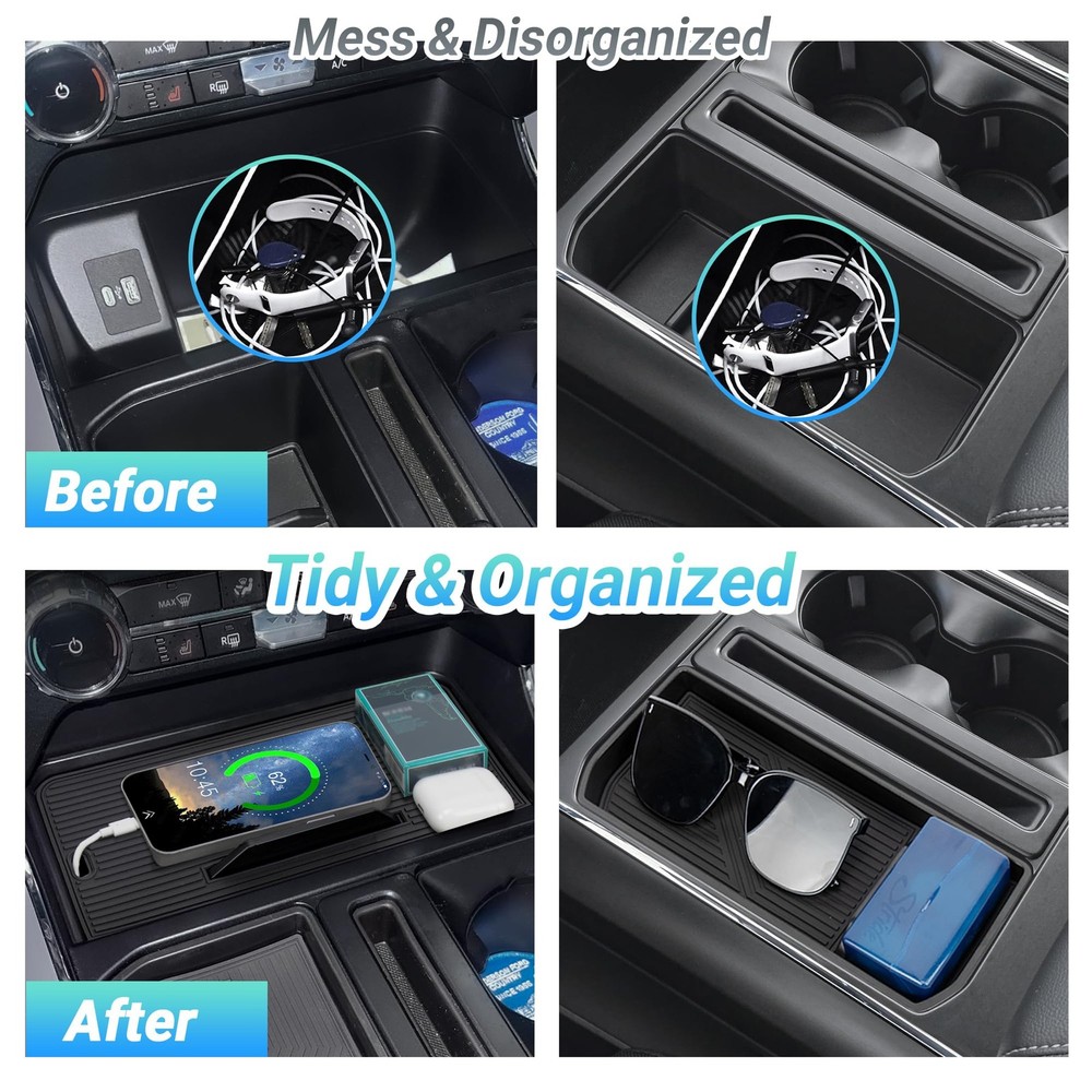 Sinminou Center Console Organizer Compatible Lid 2PC, Black