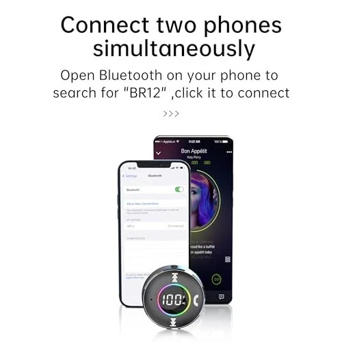 Bluetooth Receiver for Car, Bluetooth 5.3 AUX Adapter with LED Battery Silver