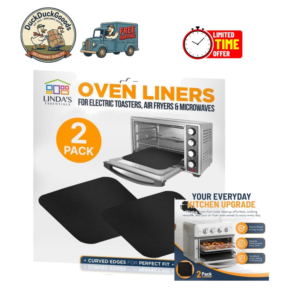 Versatile Reusable Toaster Liners 2 Pack - Simple Cleanup & Cooking Efficiency