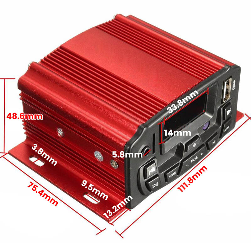 Motorcycle Audio Speakers Kit Bluetooth ATV 4 Wheeler Stereo AUX System FM Radio