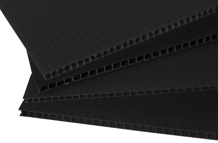 (2-Pack) Black Corrugated Sign Blank Sheets - 4mm Thick - 24"x48" - Vertical