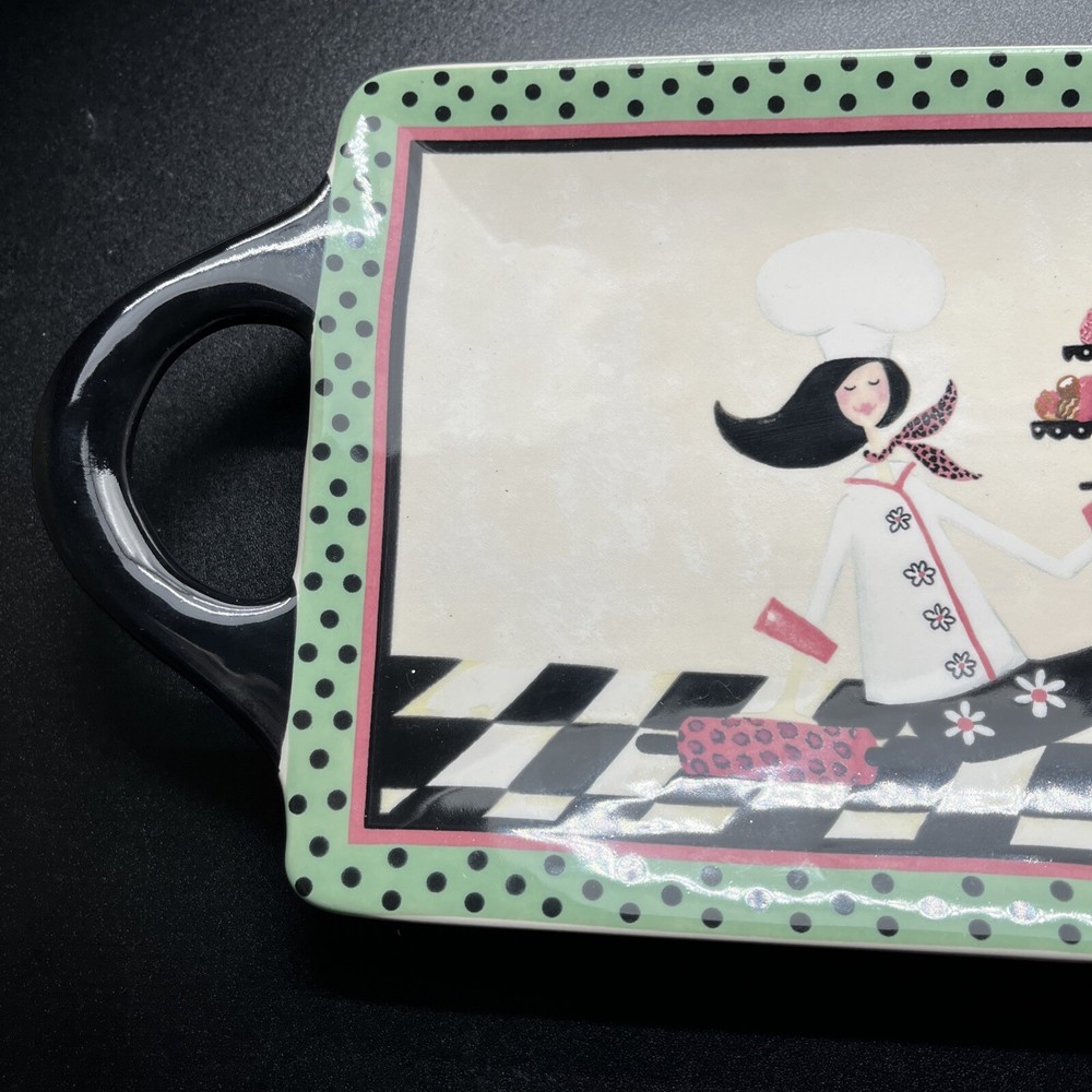 Certified International Chefanista 15" Rectangular Handled Platter happy Baking