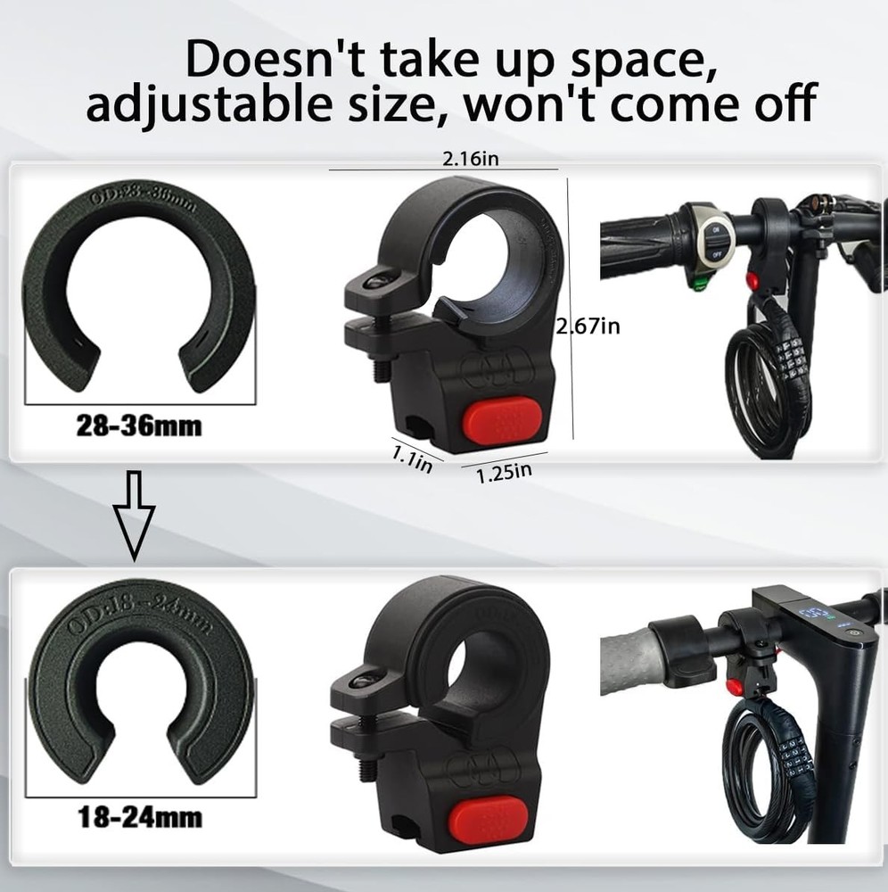 E Scooter Lock, Bike Combination Cable Locks Compatible with Large, Black