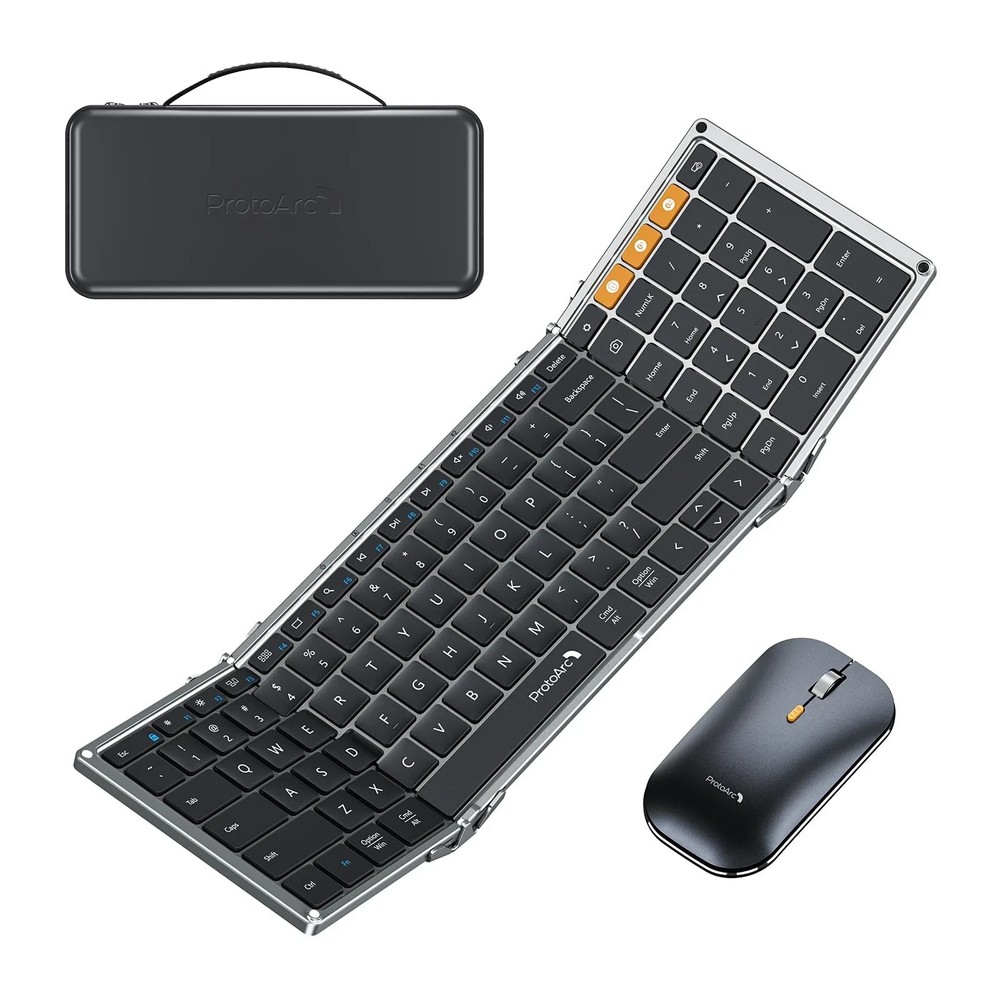 ProtoArc Foldable Keyboard and Mouse XKM01 True Full-Size Folding Keyboard Mo...