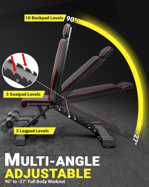 Yoleo Adjustable Weight Bench 660LB Foldable Workout Bench