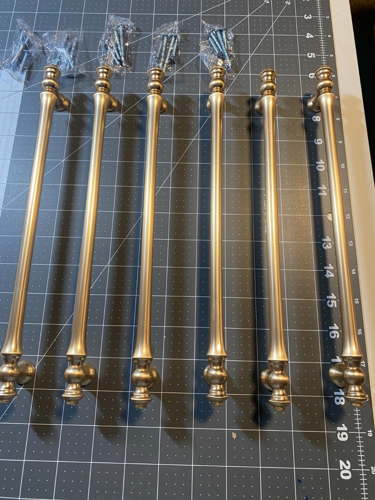 6 Pack Brushed Gold Kitchen Cabinet Handles – 10" (254mm) Drawer Pulls