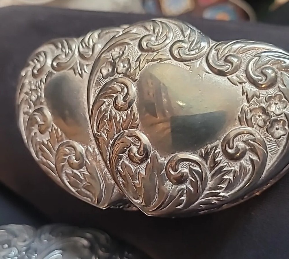 Godinger Heart Silver Plated Jewelry Red Velvet Lined Trinket Box