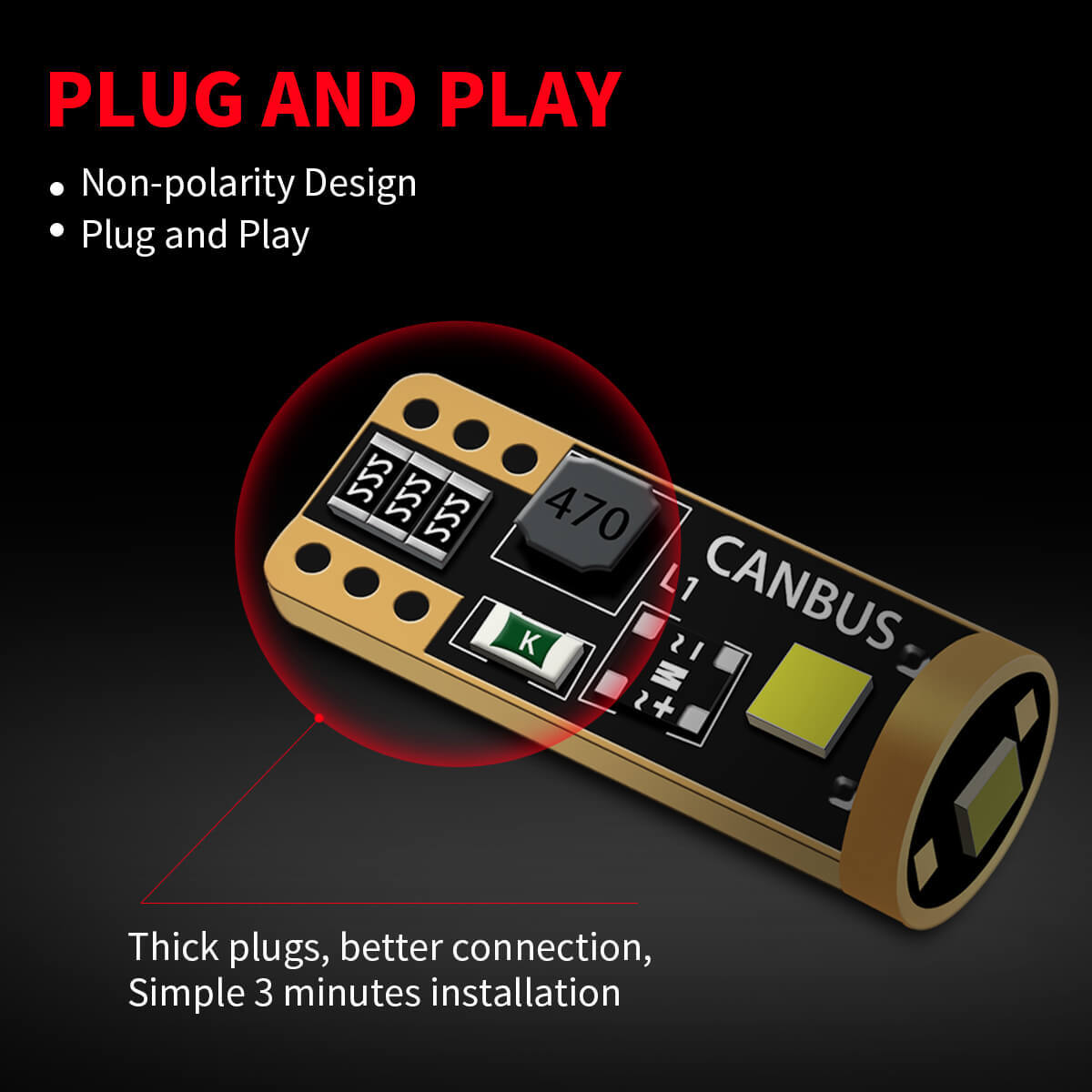 Lasfit T10 LED License Plate Light Bulbs 6000K Bright White 168 2825 194 Canbus