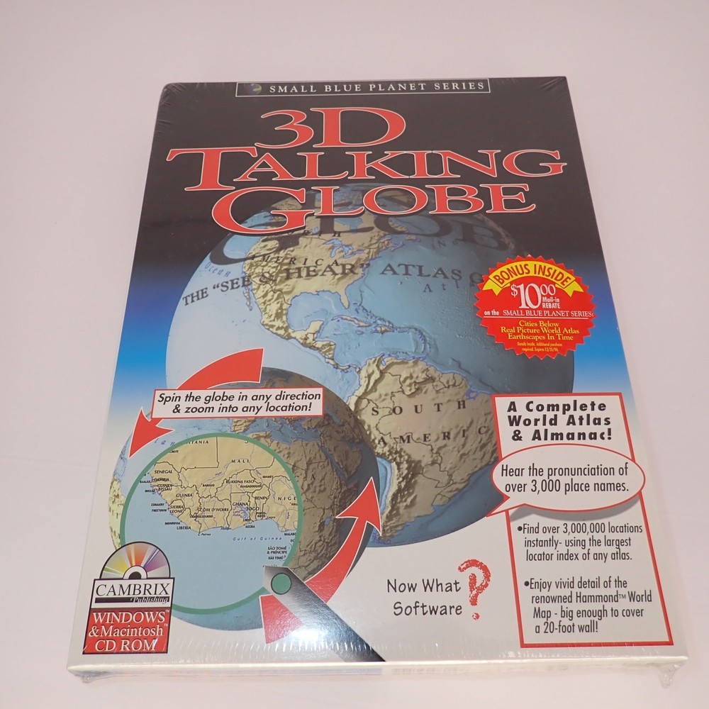 3D Talking Globe CD-ROM Small Blue Planet Windows & Macintosh New Sealed