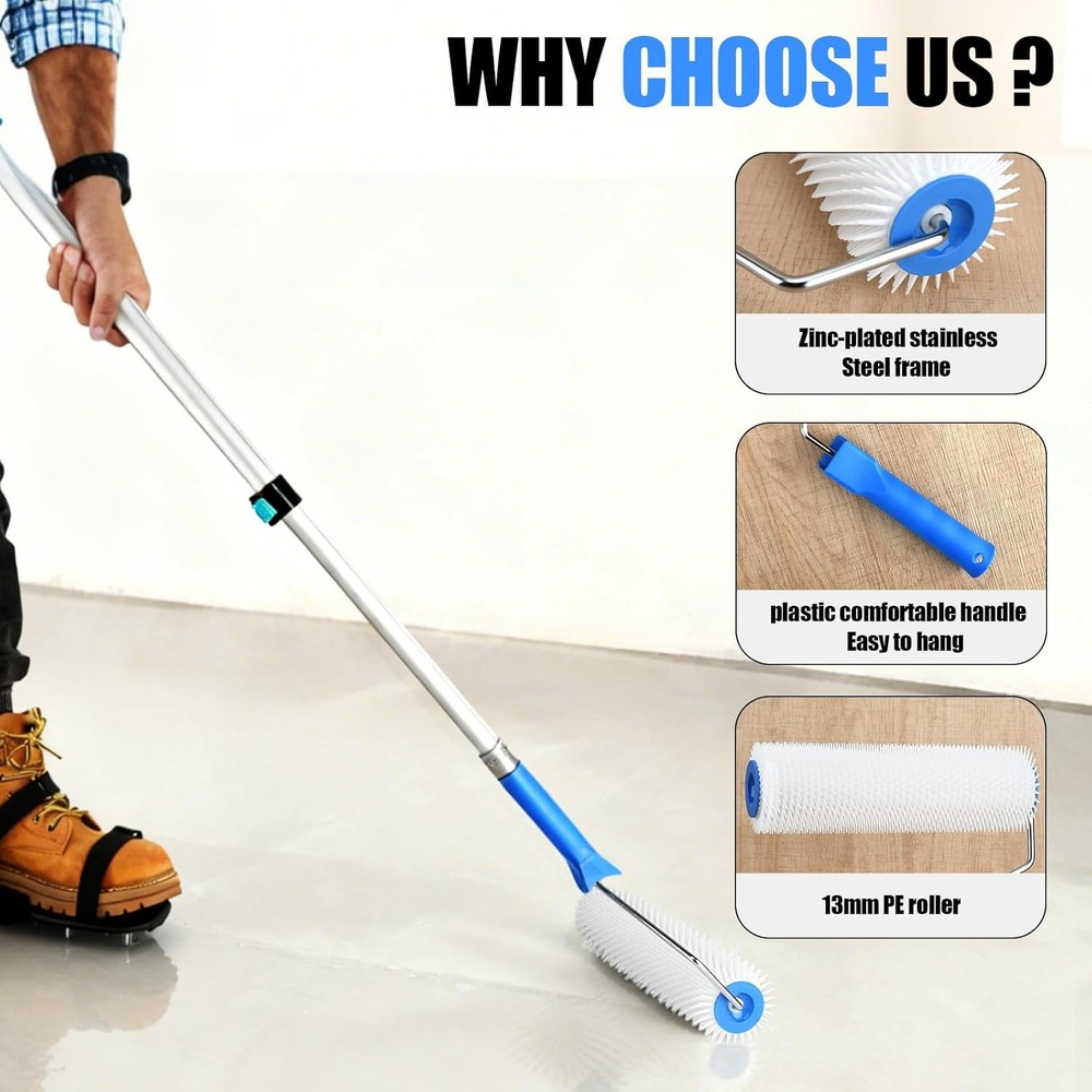 2PCS 9 Inch Spiked Screeding Compound Roller for Self Leveling Concrete