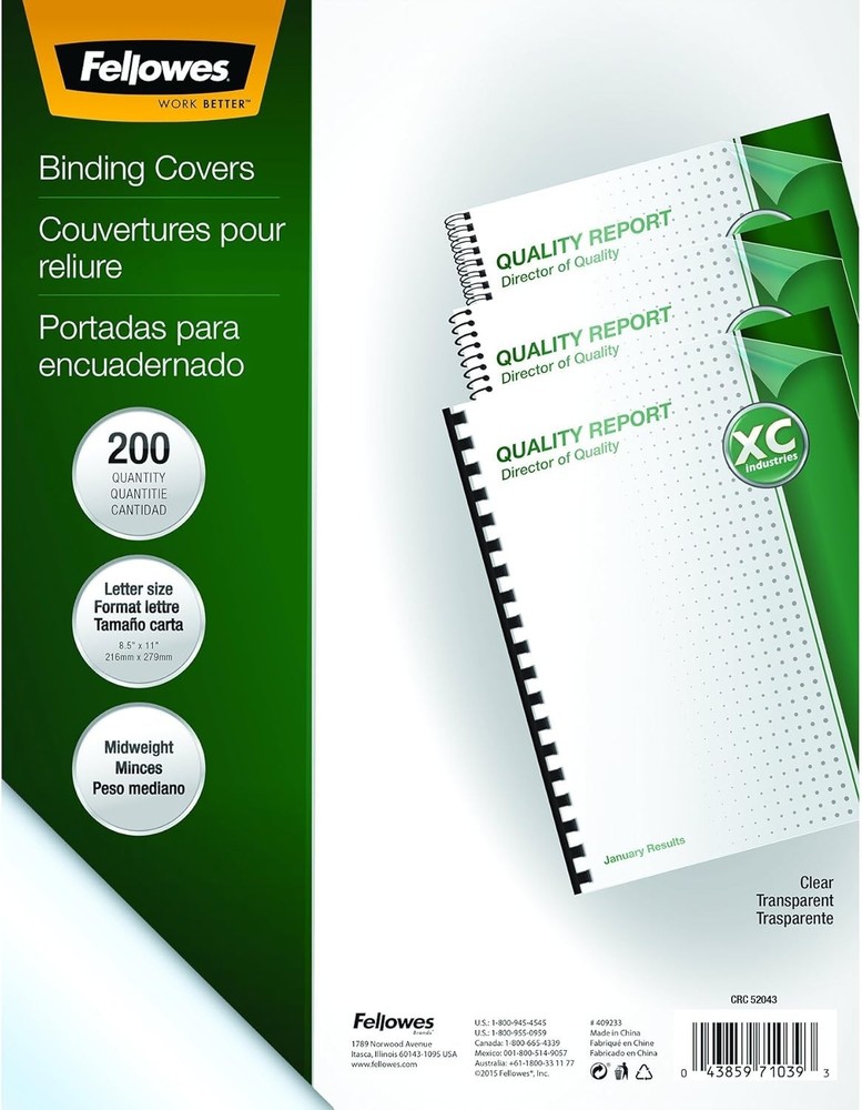 Clear PVC Binding Covers 8mil Letter 200 Pack and Black 3/8 Binding Combs